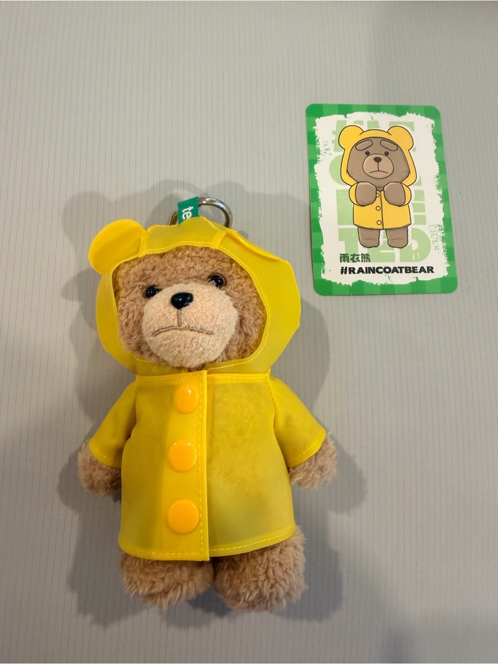 Yellow Raincoat Bear Plush Keychain - Cute Teddy with Hood